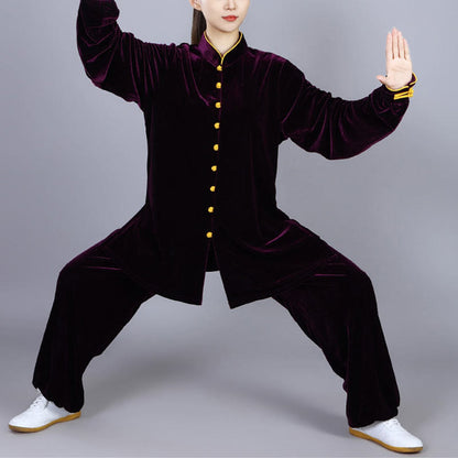 Mythstone 2Pcs Fall Winter Tai Chi Meditation Qigong Zen Practice Unisex Velour Plush Clothing Set