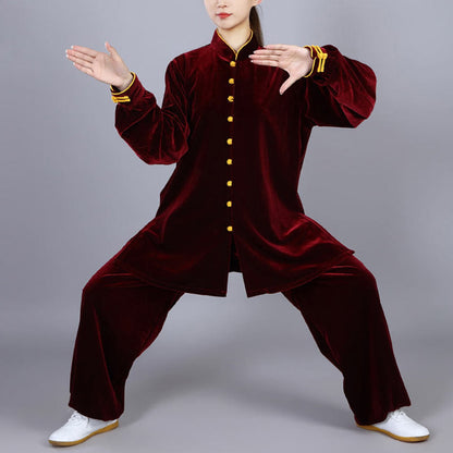 Mythstone 2Pcs Fall Winter Tai Chi Meditation Qigong Zen Practice Unisex Velour Plush Clothing Set