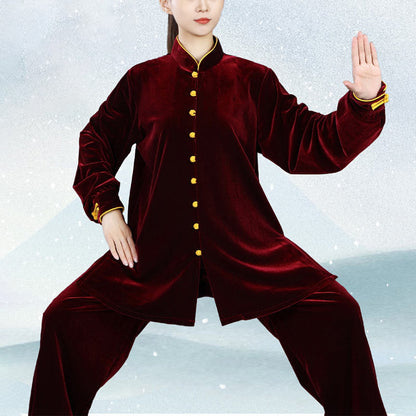 Mythstone 2Pcs Fall Winter Tai Chi Meditation Qigong Zen Practice Unisex Velour Plush Clothing Set