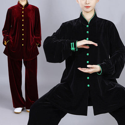 Mythstone 2Pcs Fall Winter Tai Chi Meditation Qigong Zen Practice Unisex Velour Plush Clothing Set