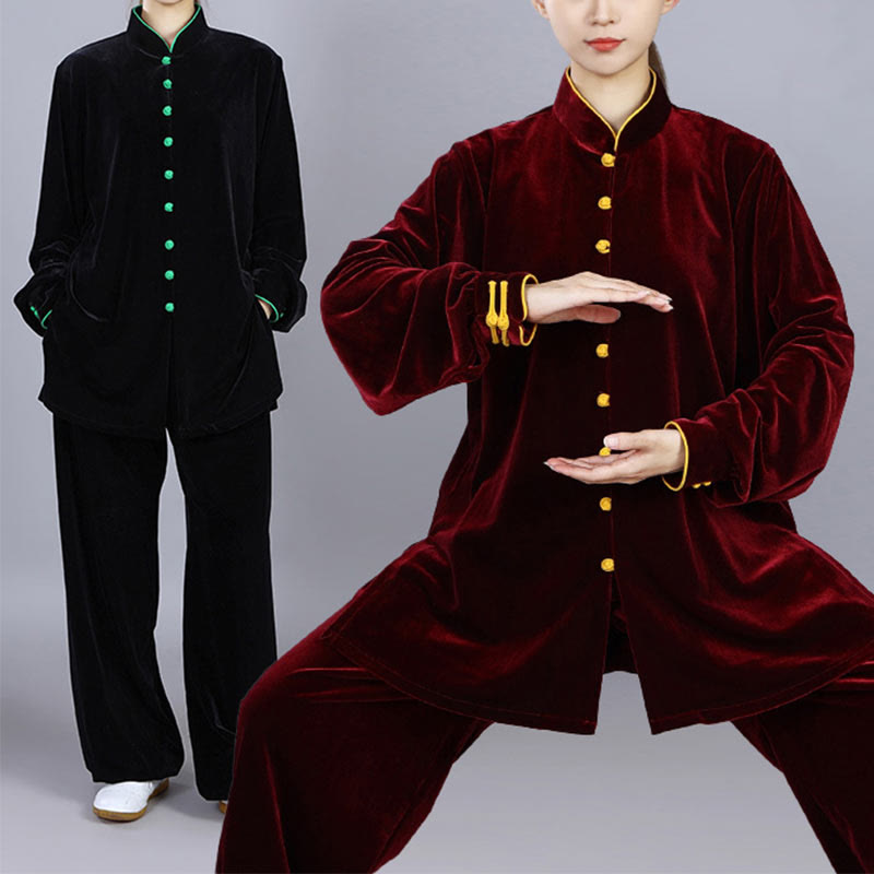 Mythstone 2Pcs Fall Winter Tai Chi Meditation Qigong Zen Practice Unisex Velour Plush Clothing Set