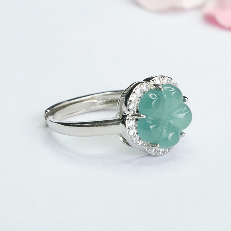 Mythstone Jade Alloy Flower Ring