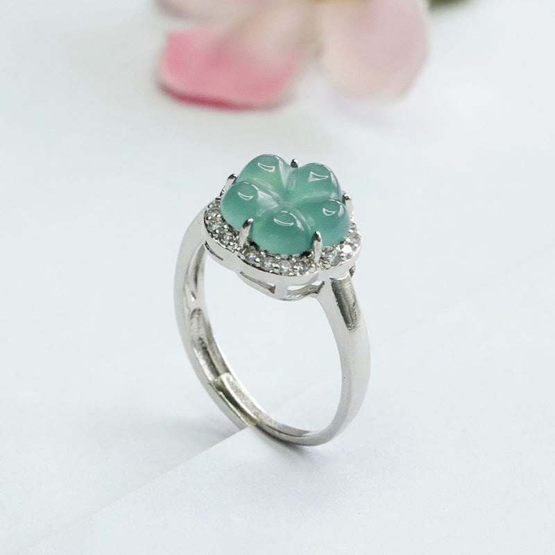 Mythstone Jade Alloy Flower Ring