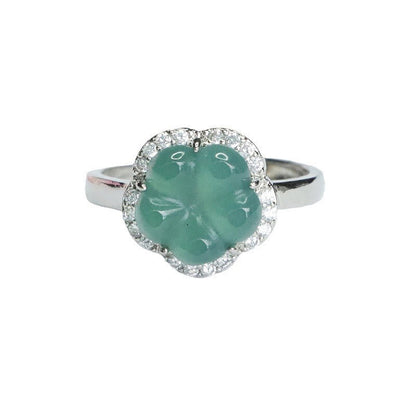 Mythstone Jade Alloy Flower Ring