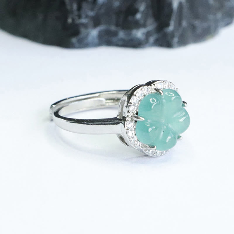 Mythstone Jade Alloy Flower Ring