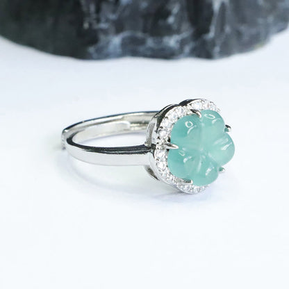 Mythstone Jade Alloy Flower Ring