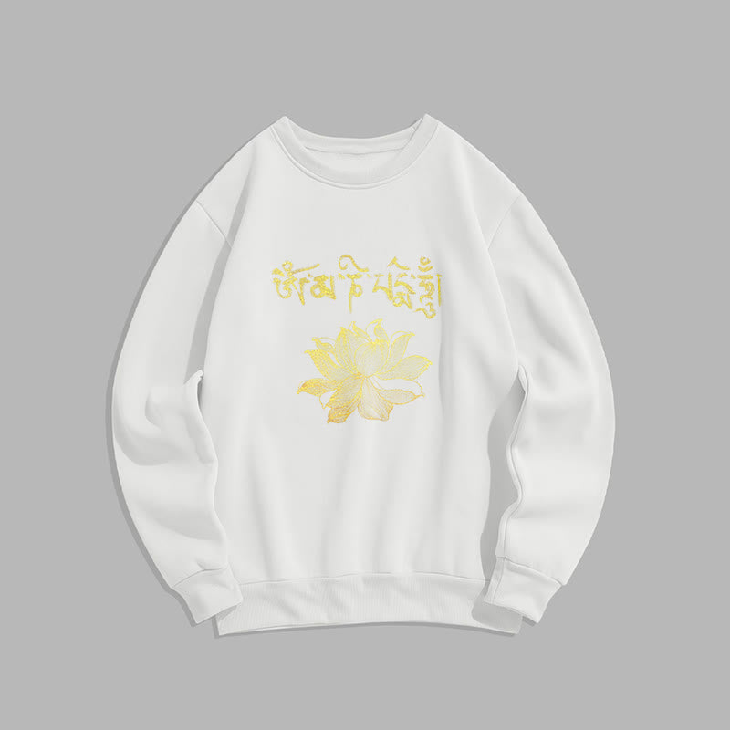 Mythstone Golden Lotus Sanskrit Fleece Lined Sweatshirt