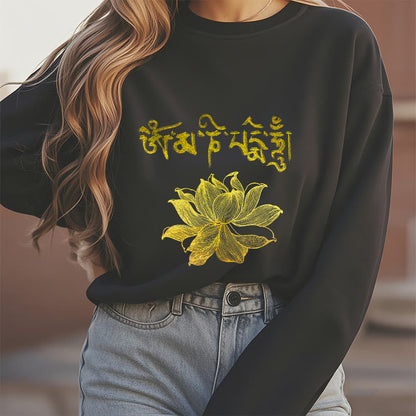 Mythstone Golden Lotus Sanskrit Fleece Lined Sweatshirt