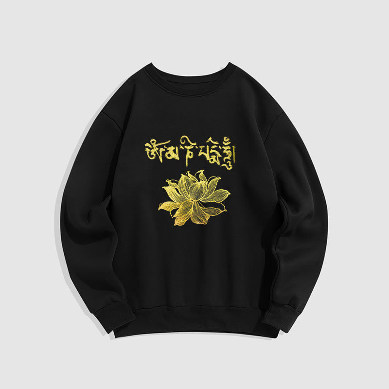 Mythstone Golden Lotus Sanskrit Fleece Lined Sweatshirt