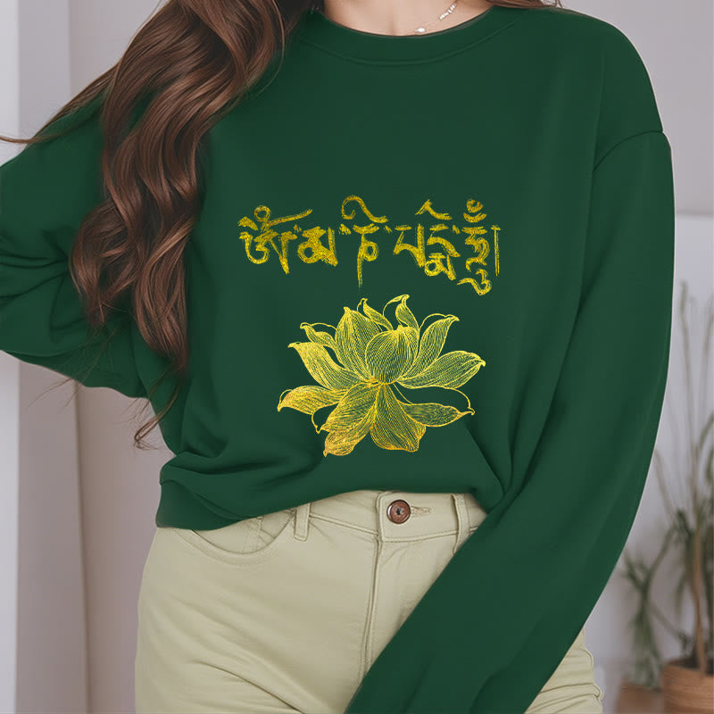 Mythstone Golden Lotus Sanskrit Fleece Lined Sweatshirt