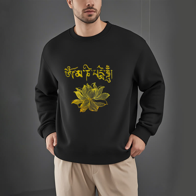 Mythstone Golden Lotus Sanskrit Fleece Lined Sweatshirt