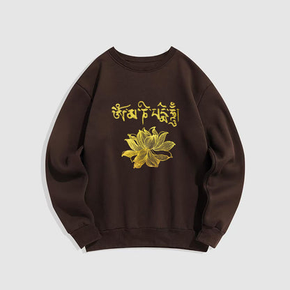 Mythstone Golden Lotus Sanskrit Fleece Lined Sweatshirt