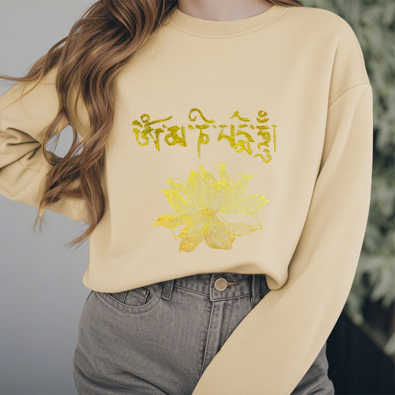 Mythstone Golden Lotus Sanskrit Fleece Lined Sweatshirt