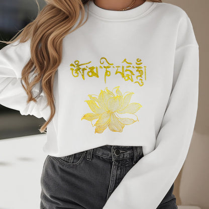 Mythstone Golden Lotus Sanskrit Fleece Lined Sweatshirt