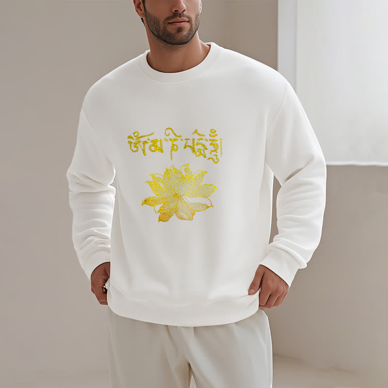 Mythstone Golden Lotus Sanskrit Fleece Lined Sweatshirt