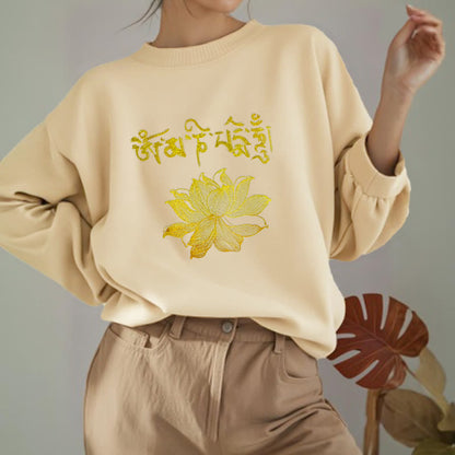 Mythstone Golden Lotus Sanskrit Fleece Lined Sweatshirt