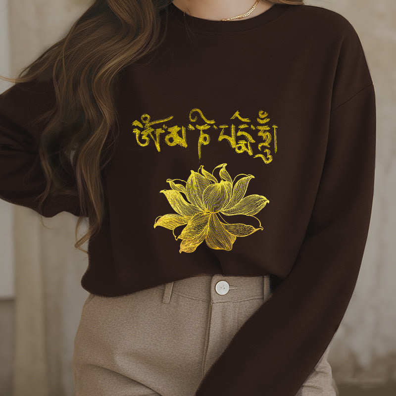 Mythstone Golden Lotus Sanskrit Fleece Lined Sweatshirt