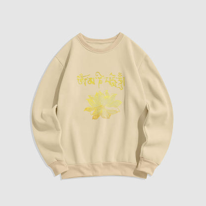 Mythstone Golden Lotus Sanskrit Fleece Lined Sweatshirt