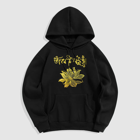 Mythstone Golden Lotus Sanskrit Fleece Lined Hoodie