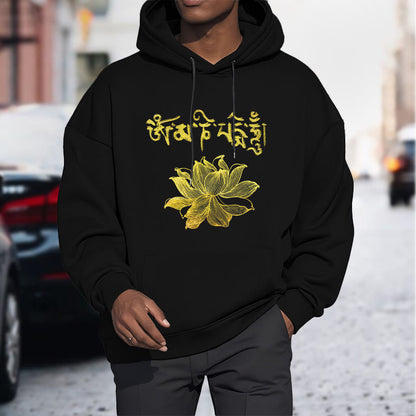 Mythstone Golden Lotus Sanskrit Fleece Lined Hoodie