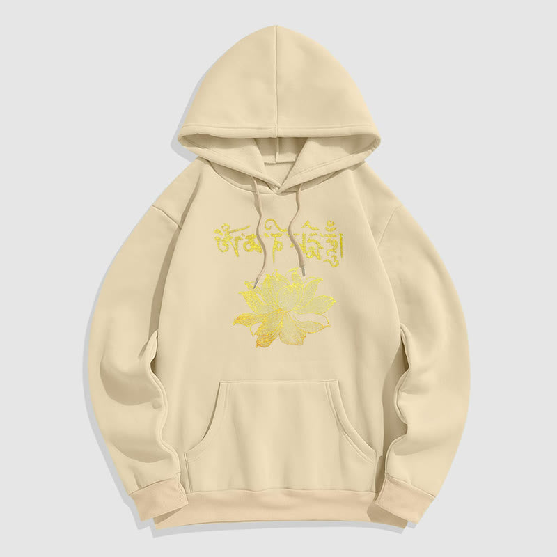 Mythstone Golden Lotus Sanskrit Fleece Lined Hoodie