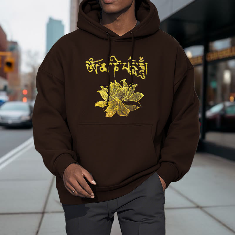 Mythstone Golden Lotus Sanskrit Fleece Lined Hoodie