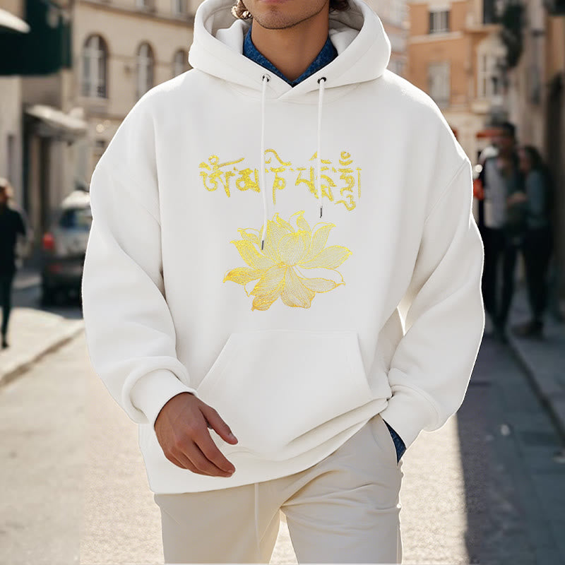 Mythstone Golden Lotus Sanskrit Fleece Lined Hoodie