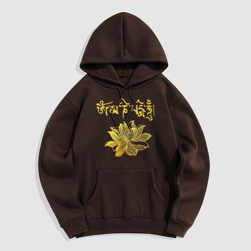 Mythstone Golden Lotus Sanskrit Fleece Lined Hoodie