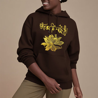 Mythstone Golden Lotus Sanskrit Fleece Lined Hoodie