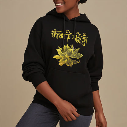 Mythstone Golden Lotus Sanskrit Fleece Lined Hoodie