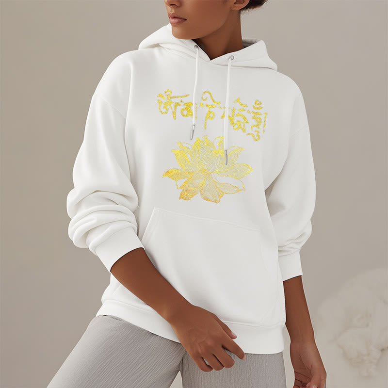 Mythstone Golden Lotus Sanskrit Fleece Lined Hoodie