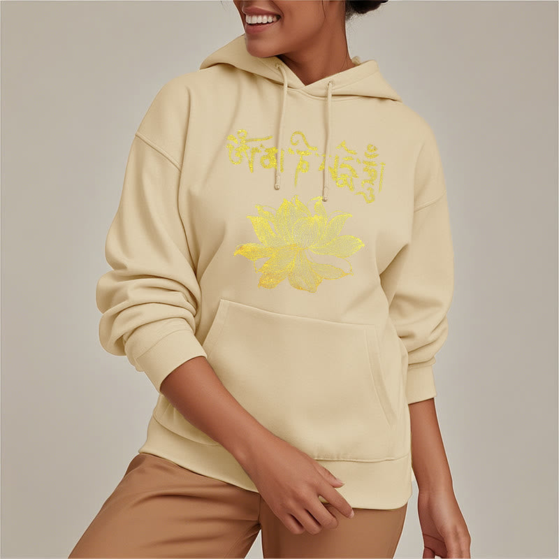 Mythstone Golden Lotus Sanskrit Fleece Lined Hoodie