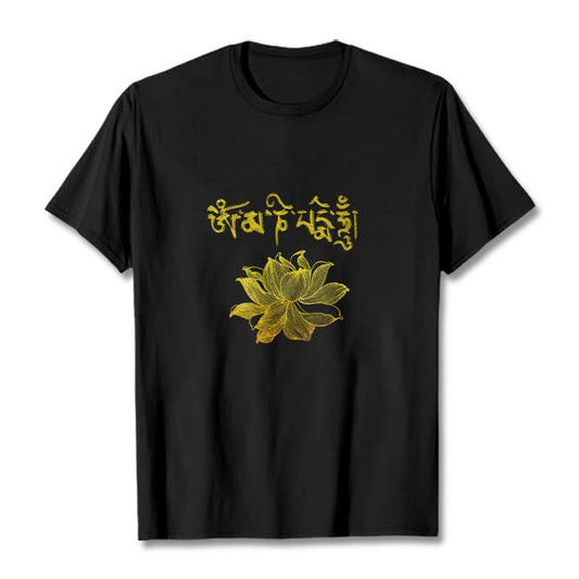 Mythstone Golden Lotus Sanskrit Tee T-shirt