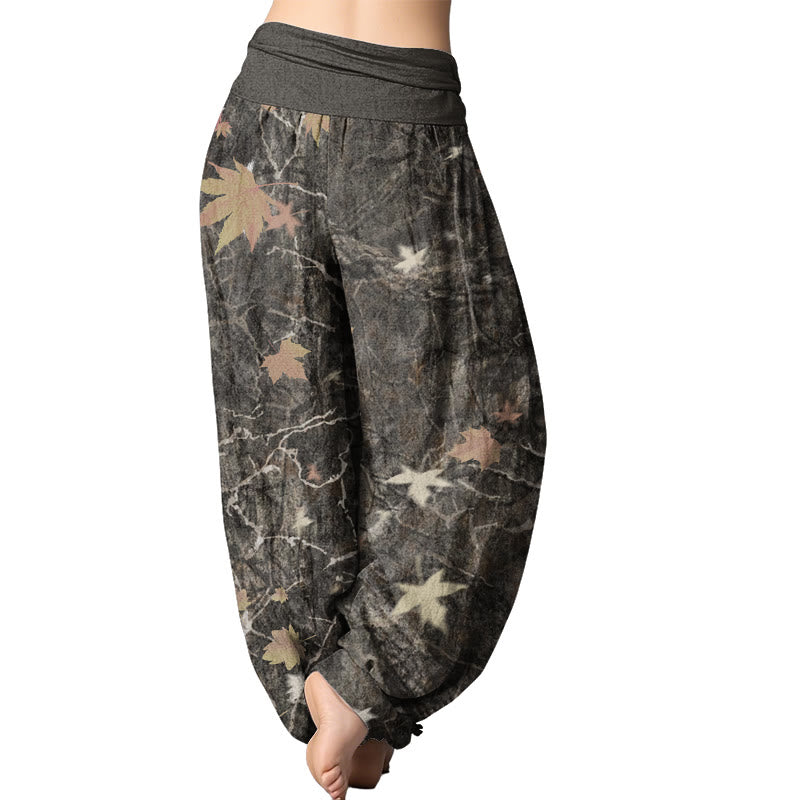 Mythstone Maple Leaf Pattern Women's Elastic Waist Harem Pants