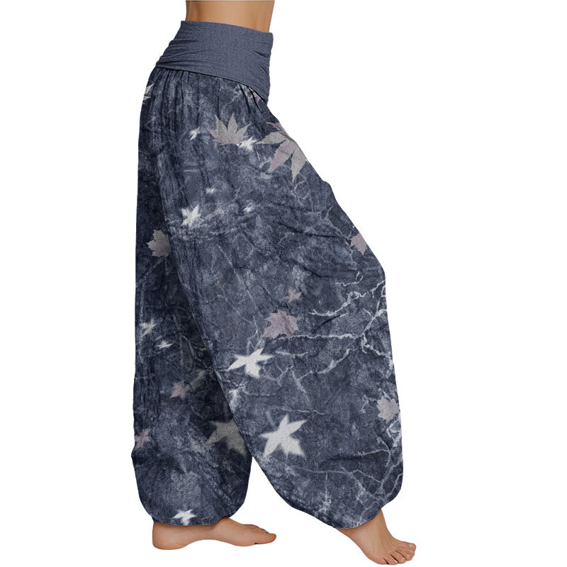 Mythstone Maple Leaf Pattern Women's Elastic Waist Harem Pants