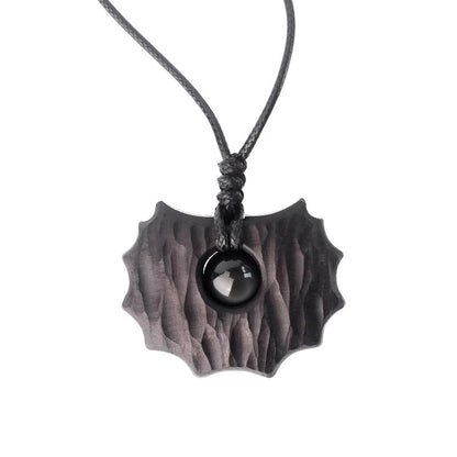 Mythstone Ebony Wood Obsidian Irregular Shape Peace Calm Necklace Pendant