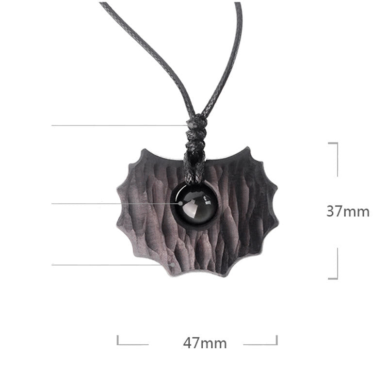 Mythstone Ebony Wood Obsidian Irregular Shape Peace Calm Necklace Pendant