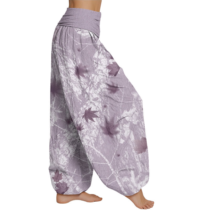 Mythstone Maple Leaves And Branches Pattern Women's Elastic Waist Harem Pants