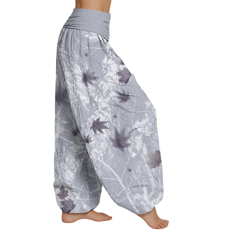 Mythstone Maple Leaves And Branches Pattern Women's Elastic Waist Harem Pants