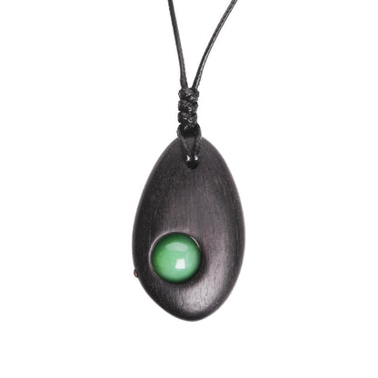 Mythstone Ebony Wood Green Aventurine Peace Calm Necklace Pendant