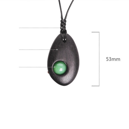 Mythstone Ebony Wood Green Aventurine Peace Calm Necklace Pendant