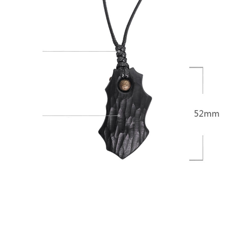 Mythstone Ebony Wood Obsidian Irregular Shape Copper Bead Peace Calm Necklace Pendant