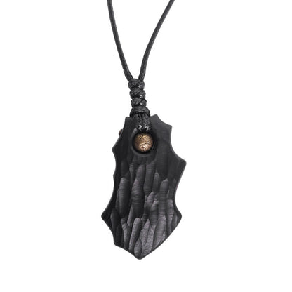 Mythstone Ebony Wood Obsidian Irregular Shape Copper Bead Peace Calm Necklace Pendant