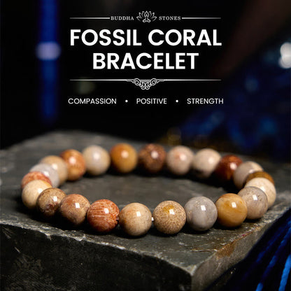 Pulsera de compasión de coral fósil de Mythstone 