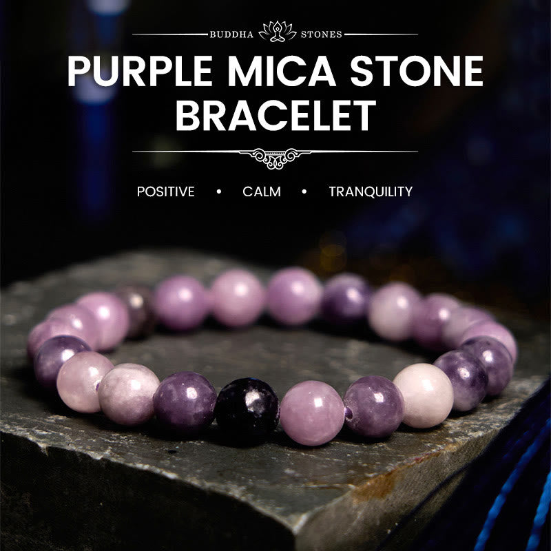 Pulsera positiva con piedra de mica morada Mythstone 