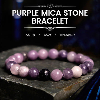 Pulsera positiva con piedra de mica morada Mythstone 