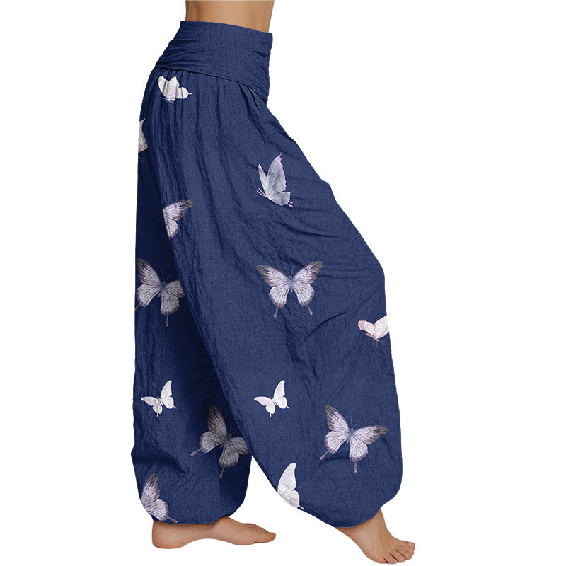 Mythstone Butterfly Pattern Women's Elastic Waist Harem Pants