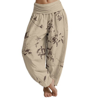 Mythstone Branch Pattern Women's Elastic Waist Harem Pants