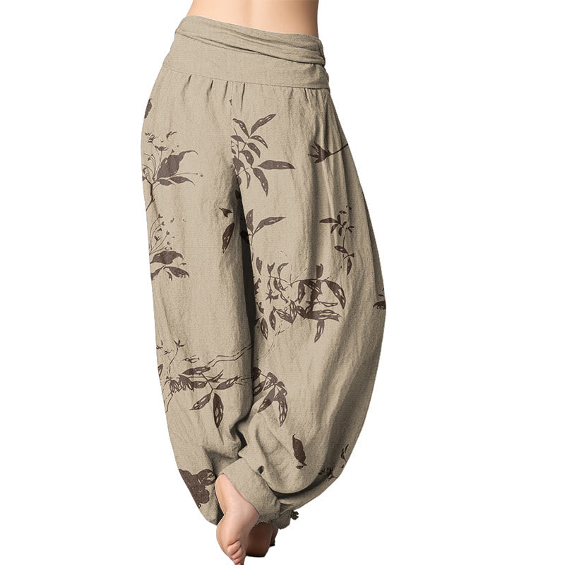 Mythstone Branch Pattern Women's Elastic Waist Harem Pants