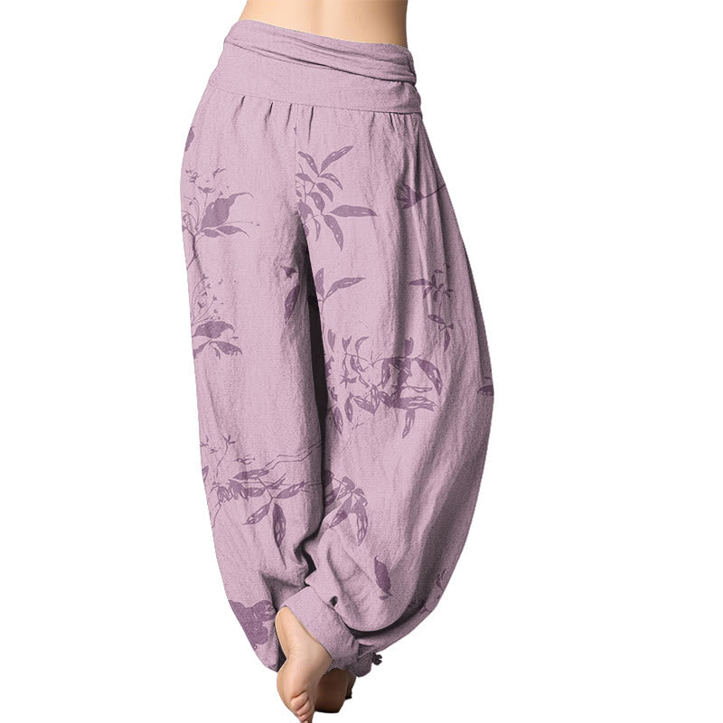 Mythstone Branch Pattern Women's Elastic Waist Harem Pants